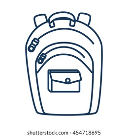 school backpack utensil blue icon, isolated flat design