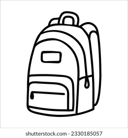 School backpack vector doodle hand drawn illustration isolated on white background