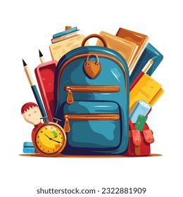 School backpack vector illustration isolated. Cartoon backpack