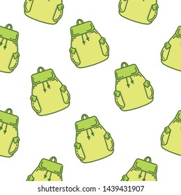 School backpacks seamless pattern on white background