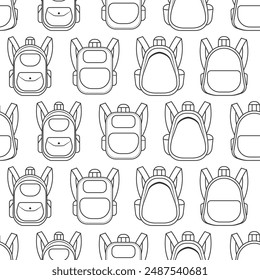 School backpacks vector seamless pattern.