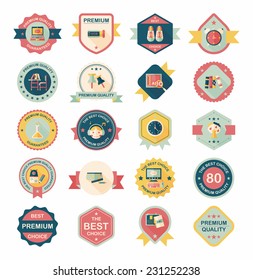 School badge banner design flat background set, eps10