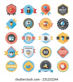 School badge banner design flat background set, eps10