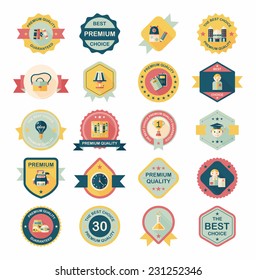 School badge banner design flat background set, eps10