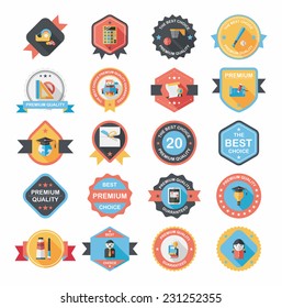 School badge banner design flat background set, eps10