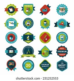 School badge banner design flat background set, eps10