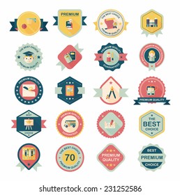 School badge banner design flat background set, eps10