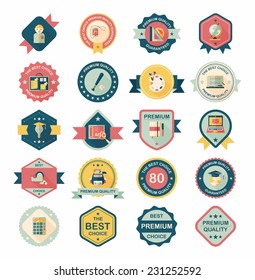 School badge banner design flat background set, eps10