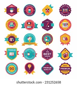 School badge banner design flat background set, eps10