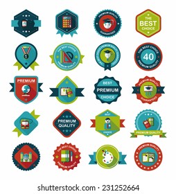 School badge banner design flat background set, eps10