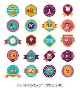 School badge banner design flat background set, eps10