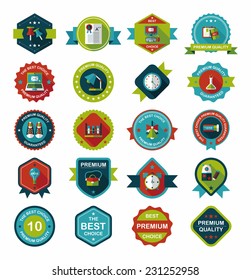 School badge banner design flat background set, eps10