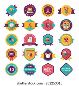 School badge banner design flat background set, eps10