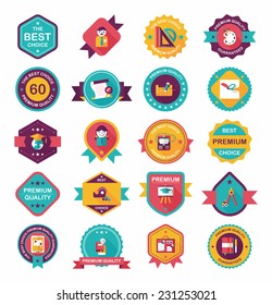 School badge banner design flat background set, eps10