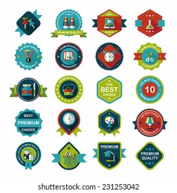 School badge banner design flat background set, eps10