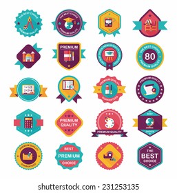 School badge banner design flat background set, eps10