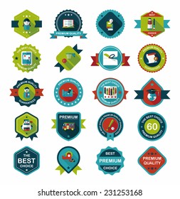 School badge banner design flat background set, eps10