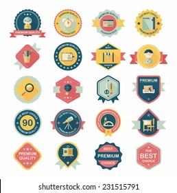 School badge banner design flat background set, eps10