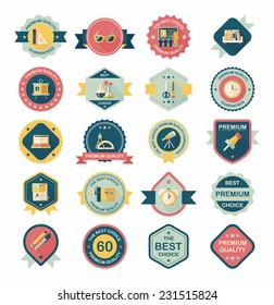 School badge banner design flat background set, eps10