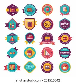 School badge banner design flat background set, eps10