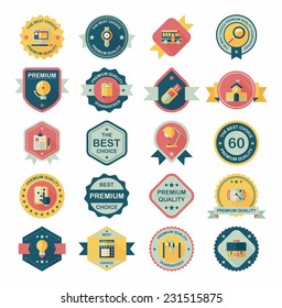 School badge banner design flat background set, eps10