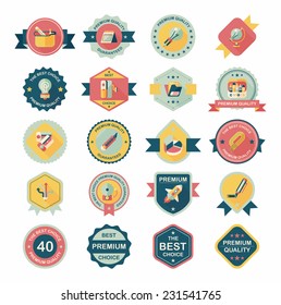 School badge banner design flat background set, eps10