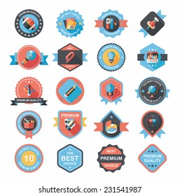 School badge banner design flat background set, eps10