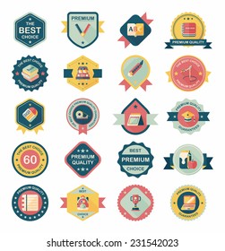 School badge banner design flat background set, eps10