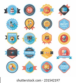 School badge banner design flat background set, eps10