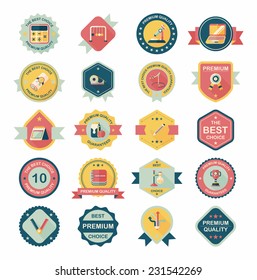 School badge banner design flat background set, eps10