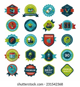 School badge banner design flat background set, eps10
