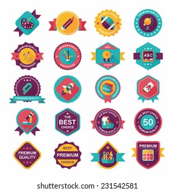 School badge banner design flat background set, eps10