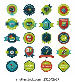 School badge banner design flat background set, eps10
