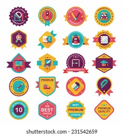School badge banner design flat background set, eps10