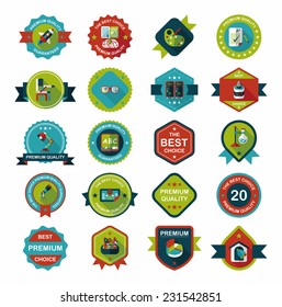 School badge banner design flat background set, eps10
