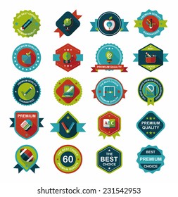 School badge banner design flat background set, eps10