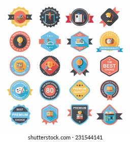 School badge banner design flat background set, eps10