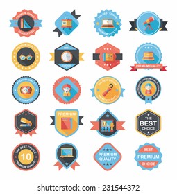 School badge banner design flat background set, eps10