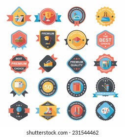 School badge banner design flat background set, eps10
