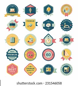School badge banner design flat background set, eps10