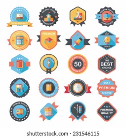 School badge banner design flat background set, eps10