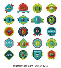 School badge banner design flat background set, eps10