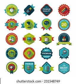 School badge banner design flat background set, eps10