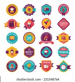 School badge banner design flat background set, eps10