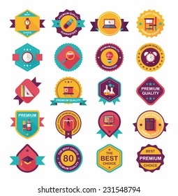 School badge banner design flat background set, eps10
