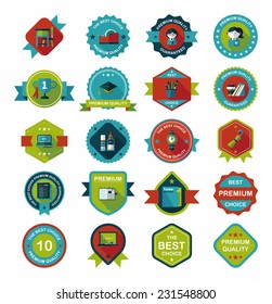 School badge banner design flat background set, eps10