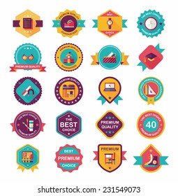 School badge banner design flat background set, eps10