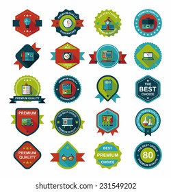 School badge banner design flat background set, eps10