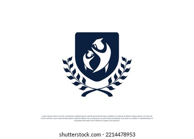 School badge logo design. Emblem College, University logo template