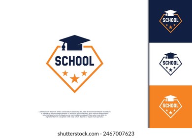 School badge logo design. University institute logo with diamond shape emblem